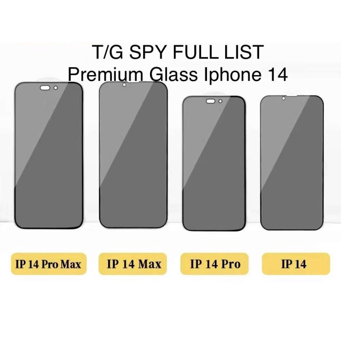 Tempered Glass iPhone 14/14 Max/14 Pro/14 ProMax Anti Blueray 10D Glare SPY Premium