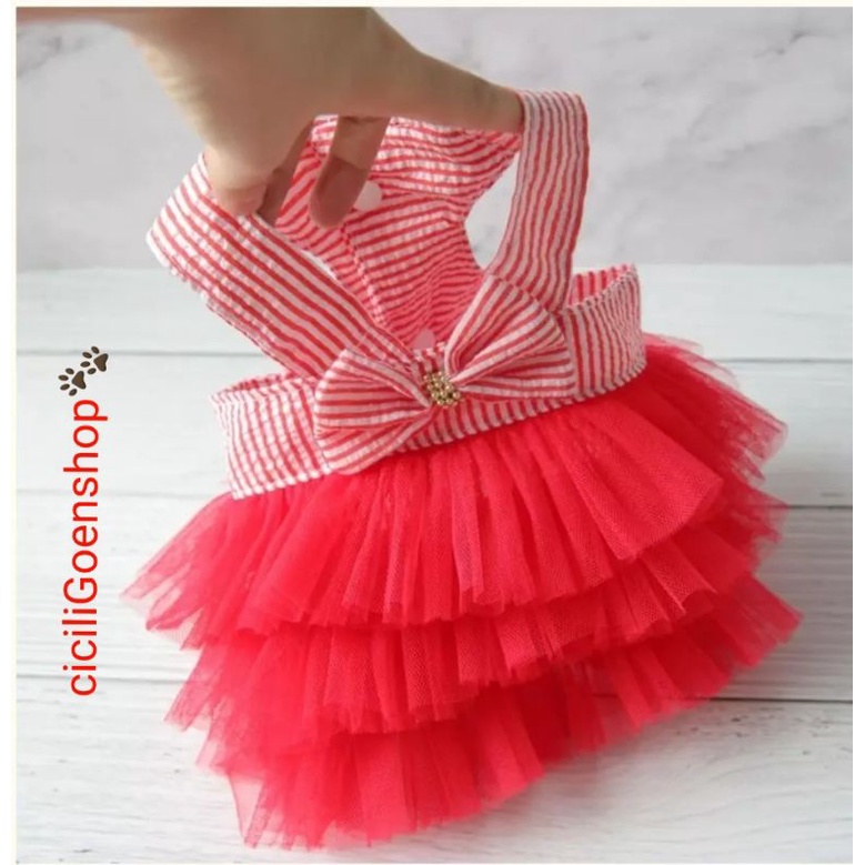 Baju dress pita gaun tutu anjing kucing puppy princess lucu elegant balerina