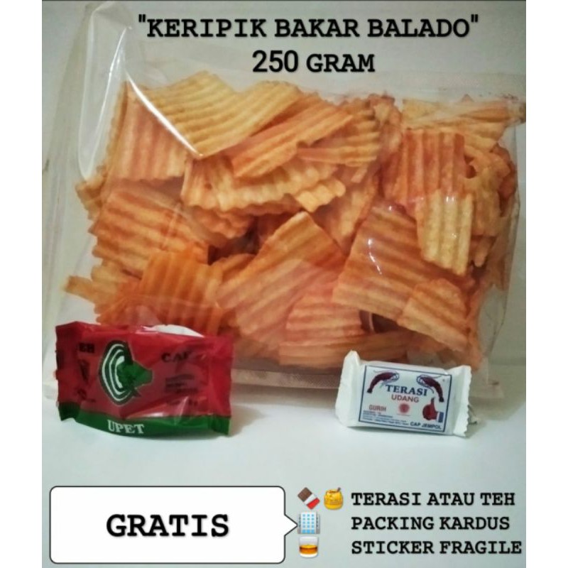

Keripik bakar balado 250gram Enak Gratis terasi