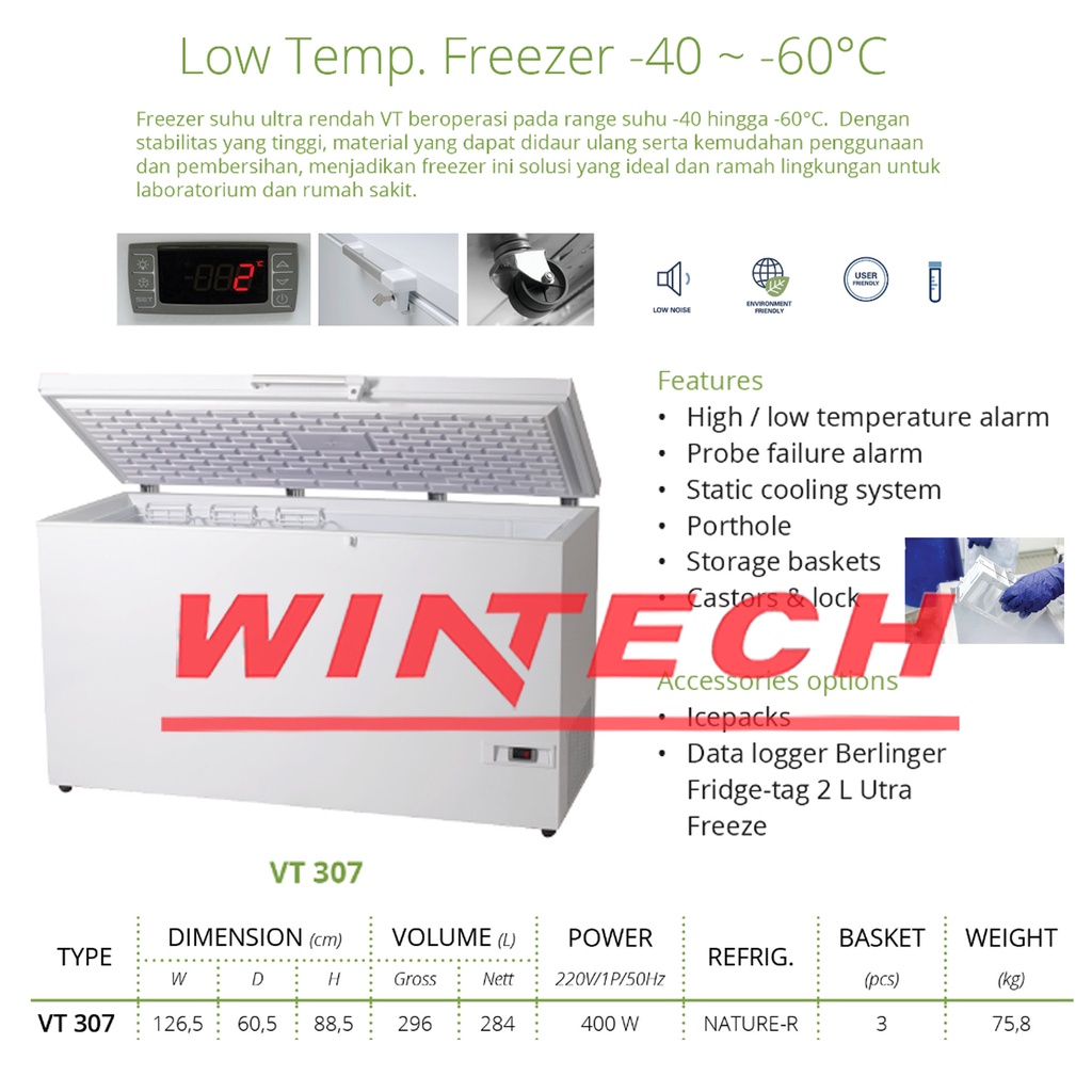 Gea VT 307 VT307 VT-307 Medical Refrigerator Low Temp Freezer - Freezer Laboratorium & Rumah Sakit -