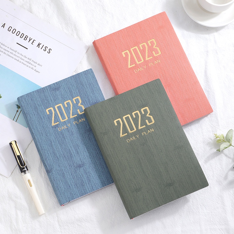 2023 A5 Buku Notebookagenda Harianmingguanbulanan Cover Kulit PU Multi Warna 310 Halaman