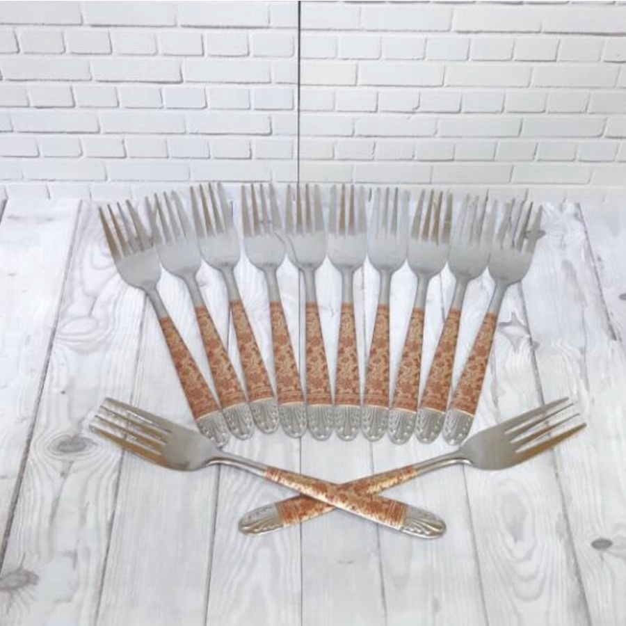 Garpu Makan Motif Batik Stainless Tebal isi 12pcs