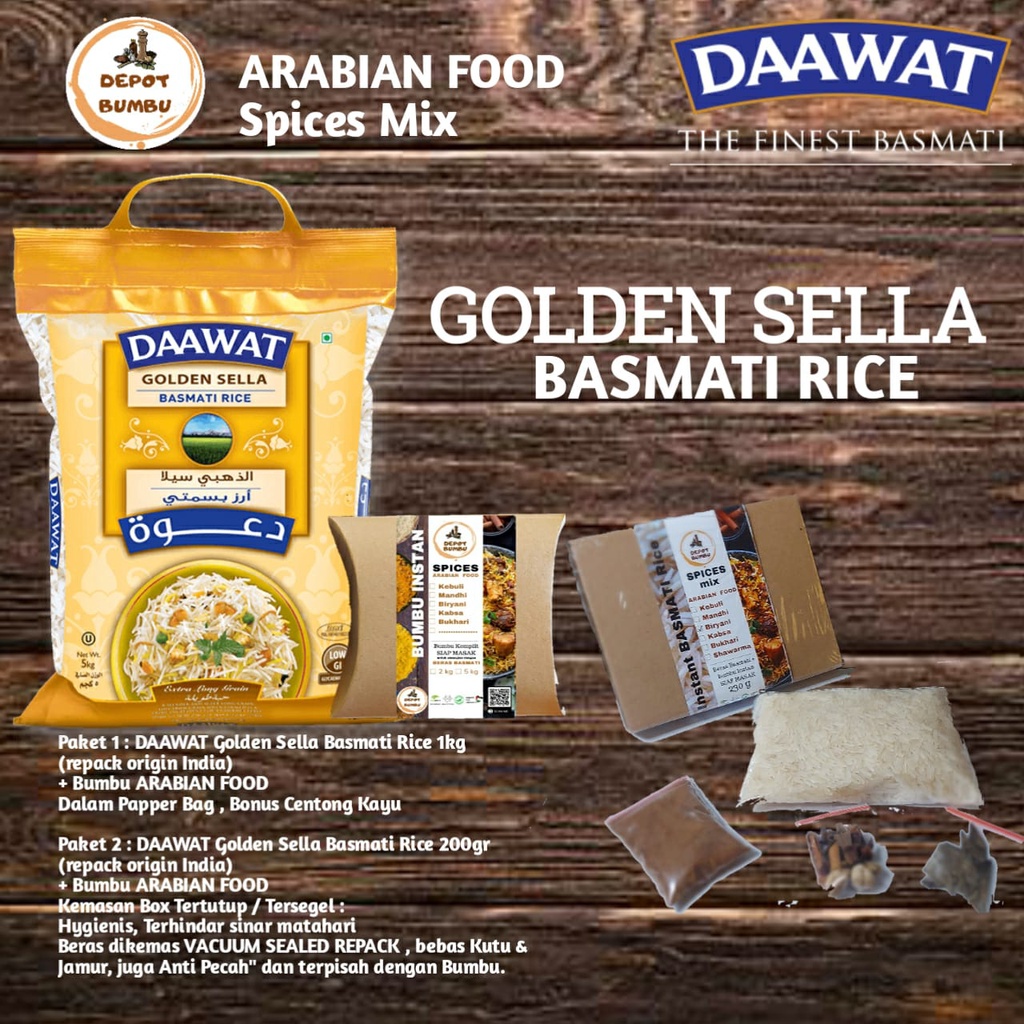 

DAAWAT GOLDEN SELLA Basmati Rice Asli India paket Bumbu Instan ARABIAN FOOD DEPOT BUMBU pilih