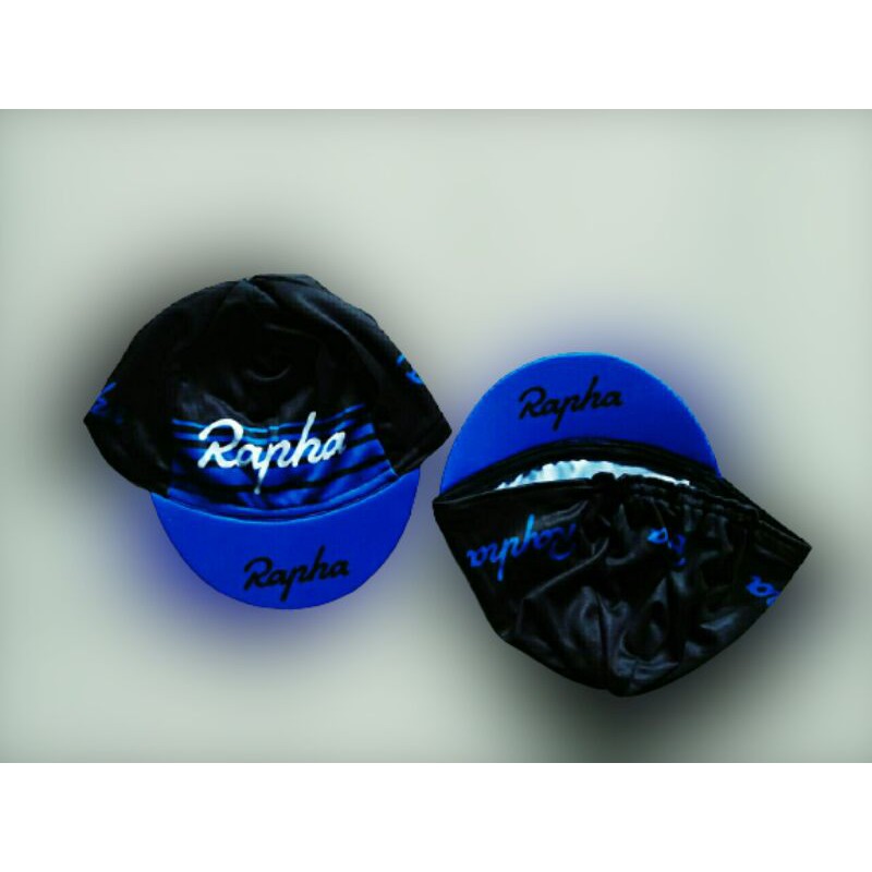 Cycling cap topi sepeda RAPHA BIRU HITAM