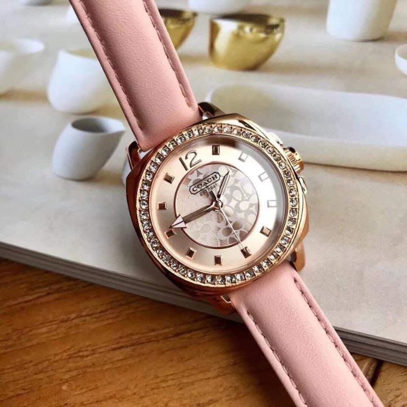 Coach Rose Gold Leather Strap Pink Women (C14502797)