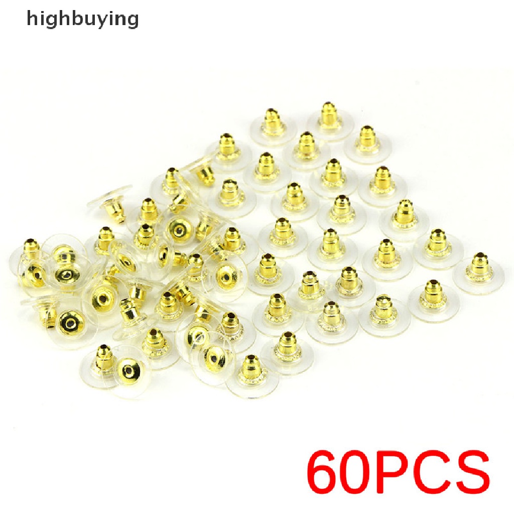 Hbid 60Pcs / Set Stopper Anting Tusuk Warna Silver / Gold Untuk Wanita