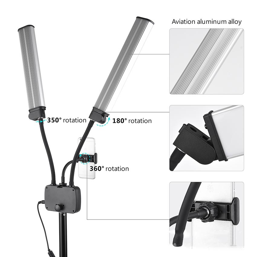 【Dengan Tripod 】Adjustable Live Streaming Vlogger Video LED dan Lampu LED Studio Foto-6