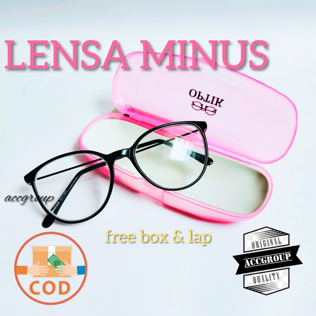 NEW KACAMATA MINUS MODEL OVAL TANGKAI BESI FREE BOX DAN LAP UKURAN 0.50-6.00