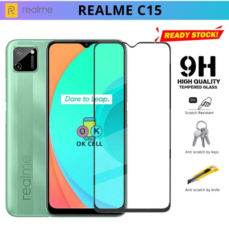 TG Anti Gores Full Layar Realme C15 - Tempered Glass 5D 9D Realmi C15 Screen Protector Premium