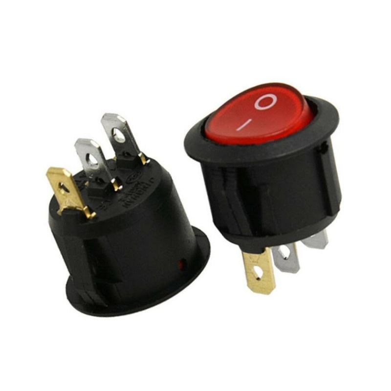 Saklar Switch Round On/Off Bulat Lampu Indikator Nyala 3 Pin Kaki