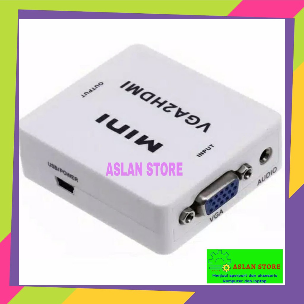 VGA To HDMI Converter Mini HD 1080P Audio HD HDTV Video Converter