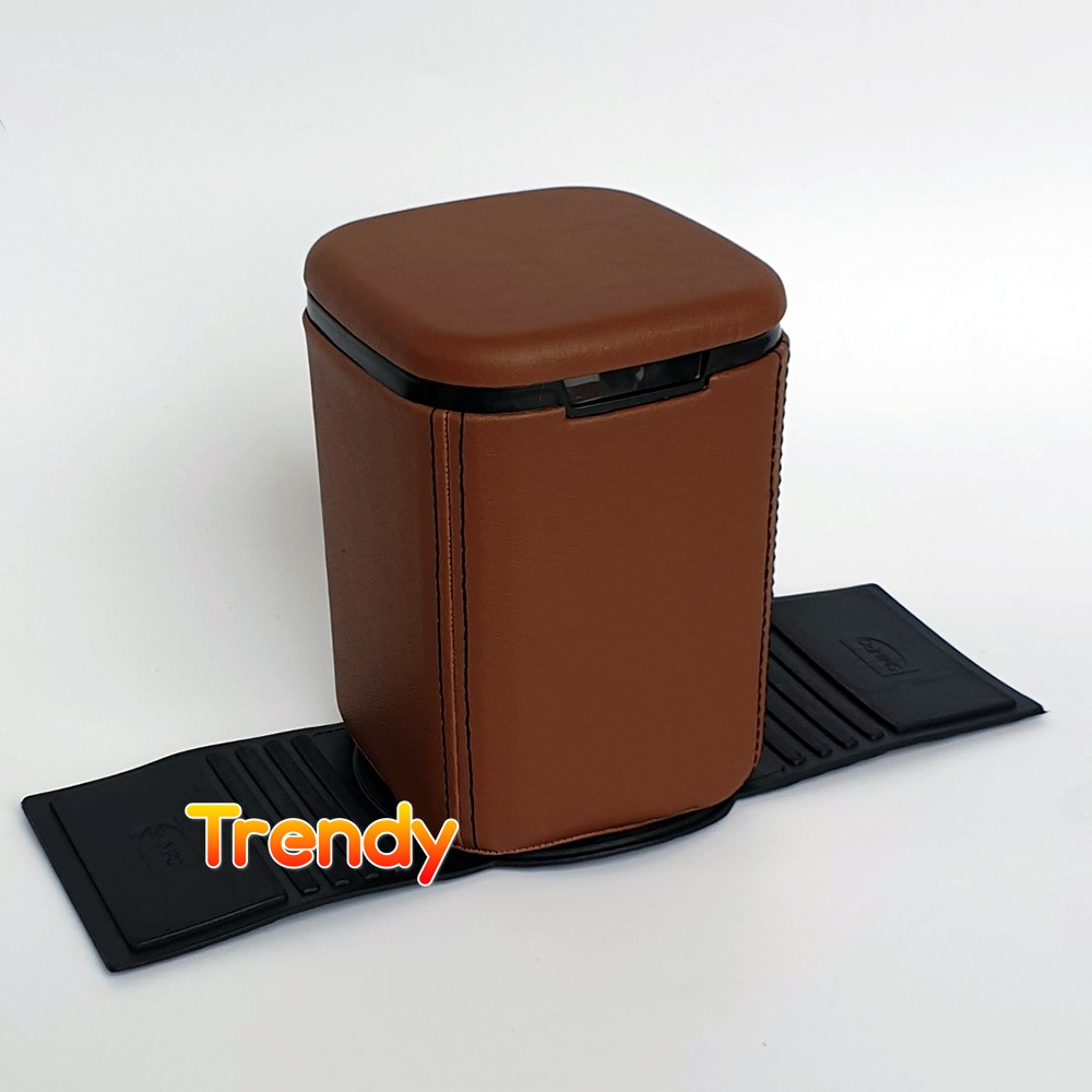 Tempat Sampah Mobil Kulit Trendy - Coklat