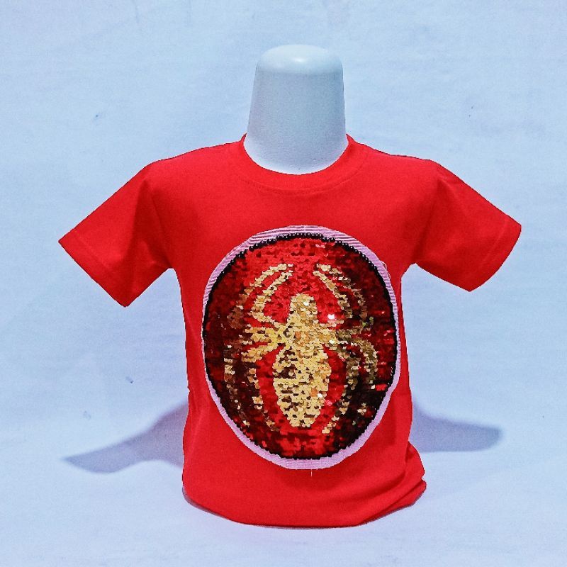 Baju anak Murah/Kaos anak Laki laki/Pakaian anak Karakter Usap dan Led Spiderman/Usia 2-10thn