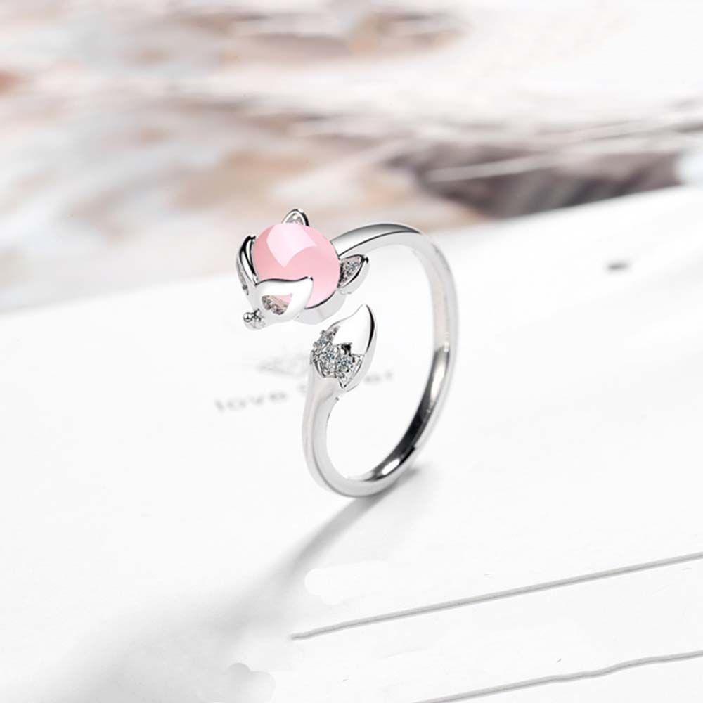 Mxbeauty Cincin Pembukaan Wanita Elegan Vintage Hadiah Gadis Merah Muda Ultra-Halus Temperamen Gaya Korea Ring