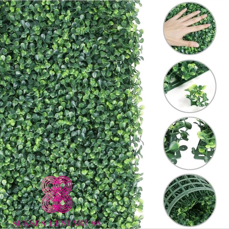 Daun Sintetis Dinding Boxwood Panel Daun Artificial Decorasi Type Dollar