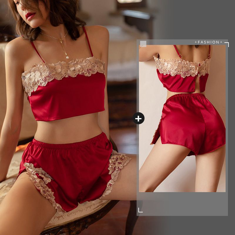 PREMIUM Sleepwear Baju Tidur Wanita Satin Sexy Lingerie Seksi Tank Top Camisol + Short