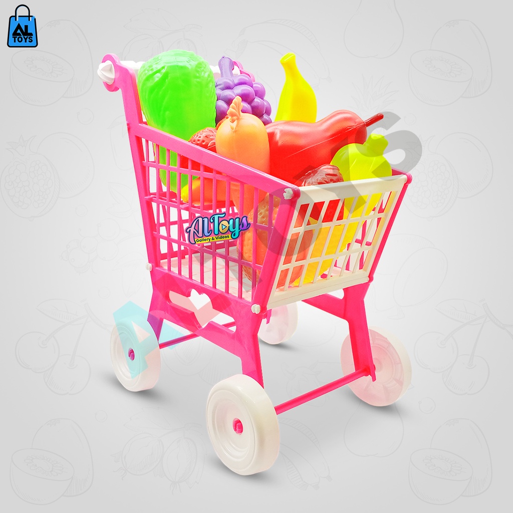 MAINAN TROLLEY BUAH SAYUR / TROLLEY MASAKAN / TROLLEY ICE CREAM TROLI KERANJANG BUAH DAN SAYUR B552