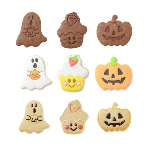 4pcs / set Cetakan Pemotong Kue Kering / Biskuit Bentuk Labu Halloween 3D Untuk Dapur