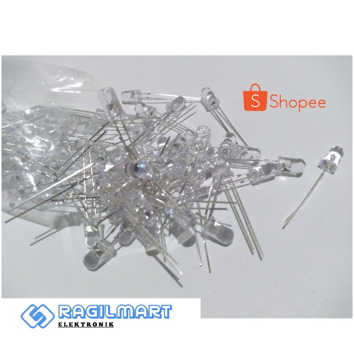 [ COD ] Lampu LED - 10 Pcs LED 5mm Putih Nyala Biru / Hijau / Merah / Putih / 3 Warna RGB / 2 Warna