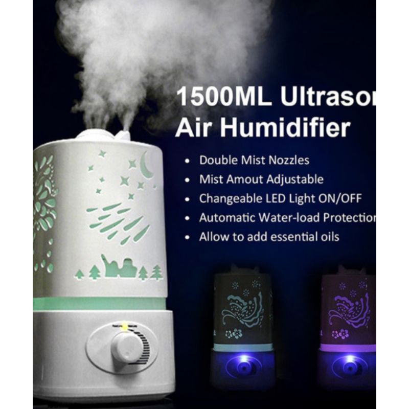 MPro 1500ml 1000ml - 1 Liter  1,5 L Air Difusser humidifier Aromatherapi RGB led light  pelembab udara jn