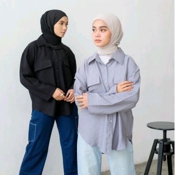 NEW ARRIVAL - Eveseitch - Naira Shirt - Kemeja Cringkle Wanita