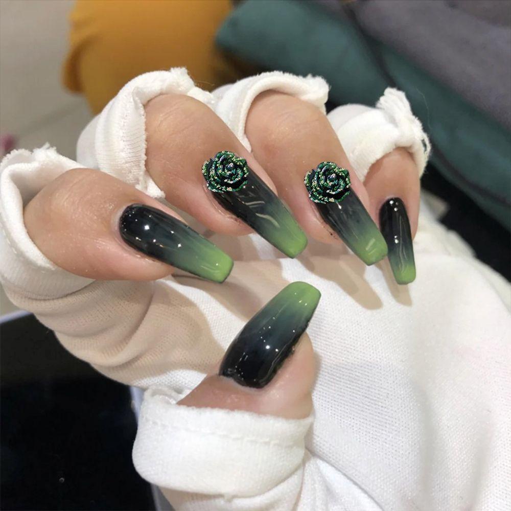 Mxbeauty 3D Pesona Kuku Retro Bertekstur Bunga Mawar Salon Kuku Berkilau Manicure Aksesoris
