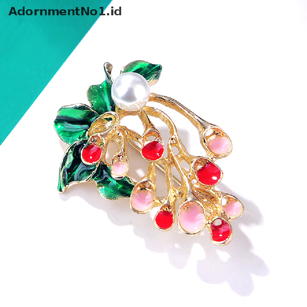 (AdornmentNo1) Bros / Pin Motif Buah Aksen Mutiara Imitasi Untuk Aksesoris Wanita (Idyllic)