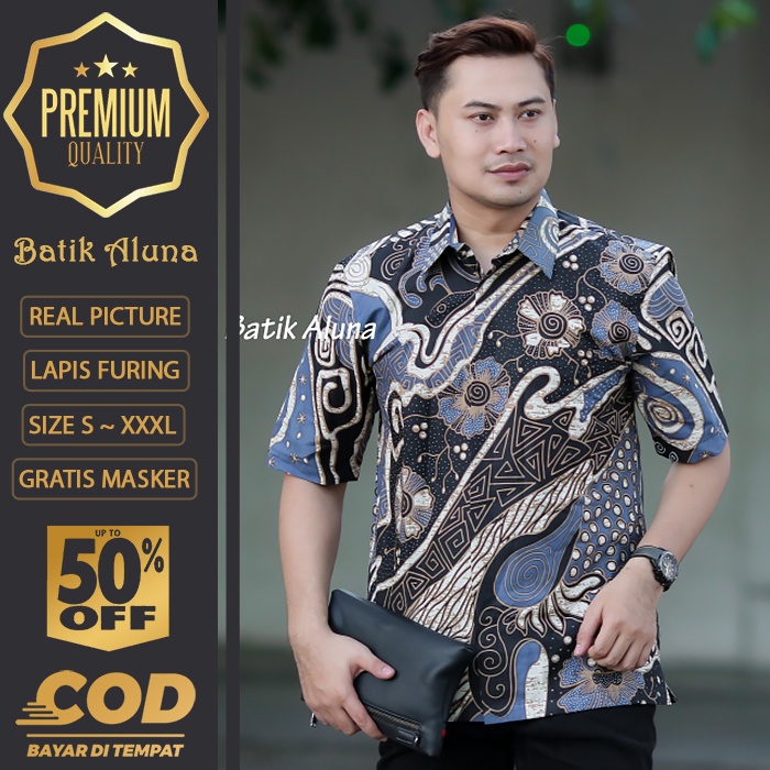BATIK PRIA LENGAN PENDEK MEWAH PREMIUM ALUNA PRABUSENO SHANGHAI KERIS KEMEJA BATIK ACARA NIKAHAN KER