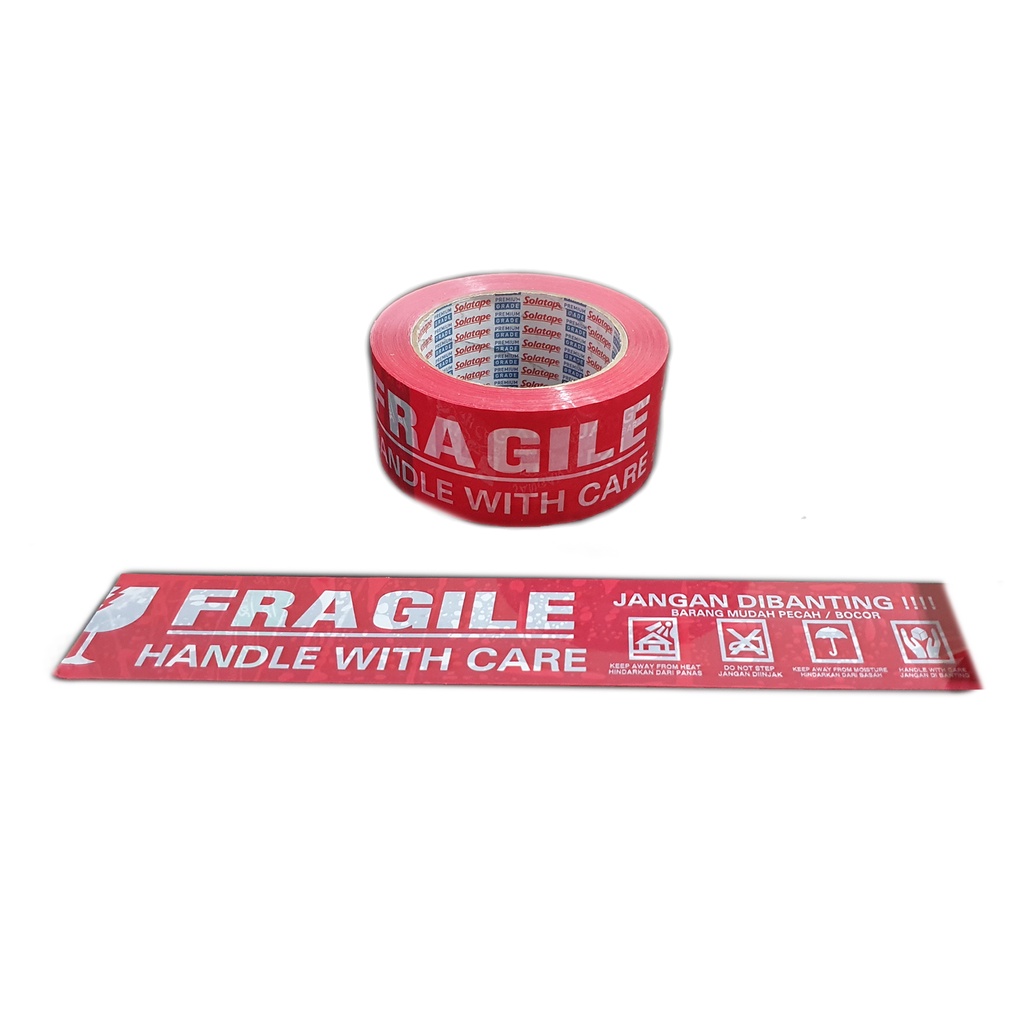 

Lakban Fragile Merah Handle With Care 100M Jangan Dibanting SOLATAPE