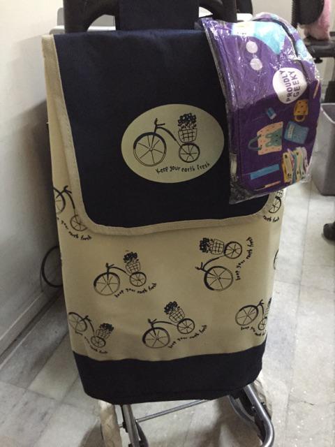 Shopping Trolley Bag Tas Belanja Dengan Roda Ber Motif.troli Belanja Warna. Troli Barang Kuat