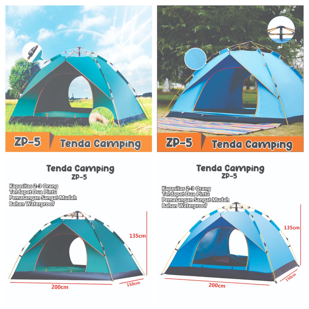 Tenda Camping Outdoor Adventure 3 4 Orang Astagear Motif Zp5