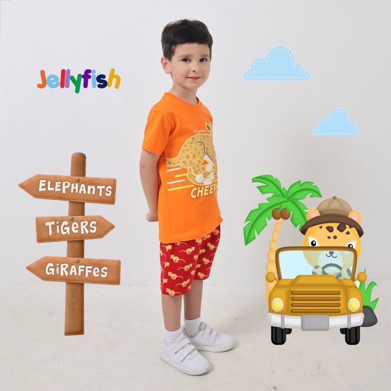 Baju Setelan Anak Jellyfish - Baju Set Jelly Fish Celana laki laki perempuan 2 4 6 8 10 Tahun