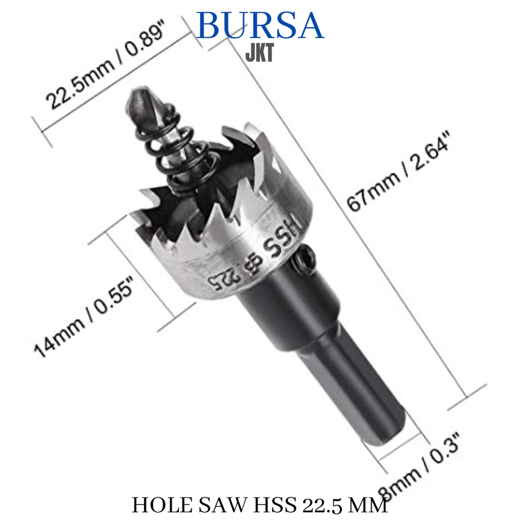 22.5 MM MATA BOR HOLE SAW HSS DRILL BIT BESI METAL CARBIDE