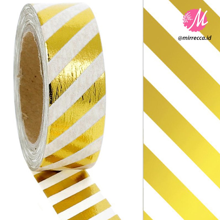 

DIAGONAL STRIPE GOLD FOIL WASHI TAPE - SOLATIP DEKORASI SCRAPBOOK