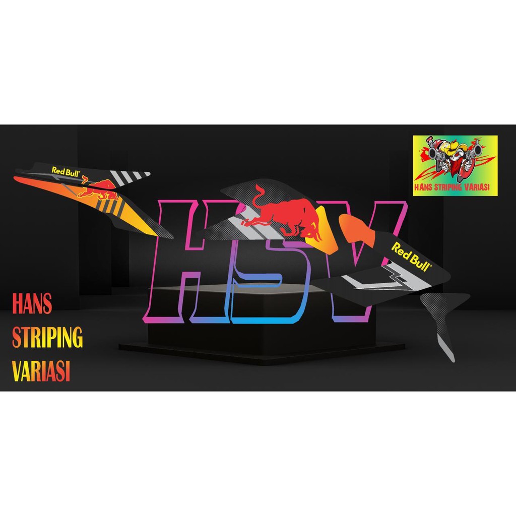 striping stiker decal cb150r old red bull