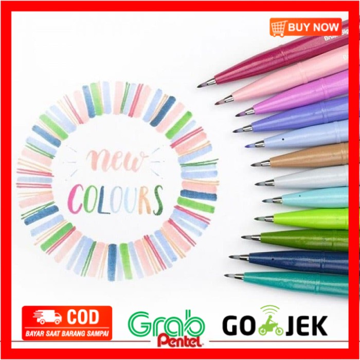 

(BISA COD) Pentel Touch Brush Sign Pen New Colours - Burgundy