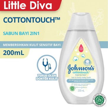 200ml JOHNSON'S COTTON TOUCH TOP TO TOE HAIR BODY BABY BATH Shampo Sabun Mandi Bayi Johnson Johnsons