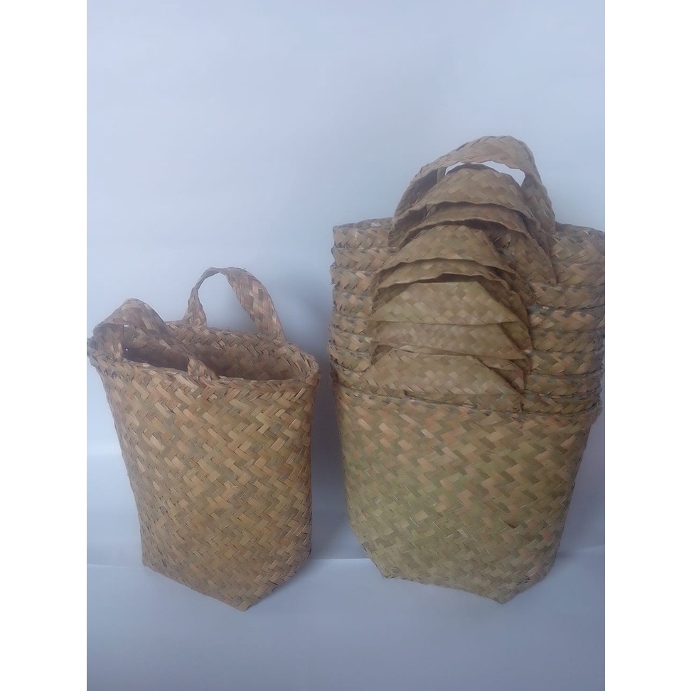 Cover pot,Bakul purun, cover anyaman pot, keranjang purun Kalimantan Ukuran S