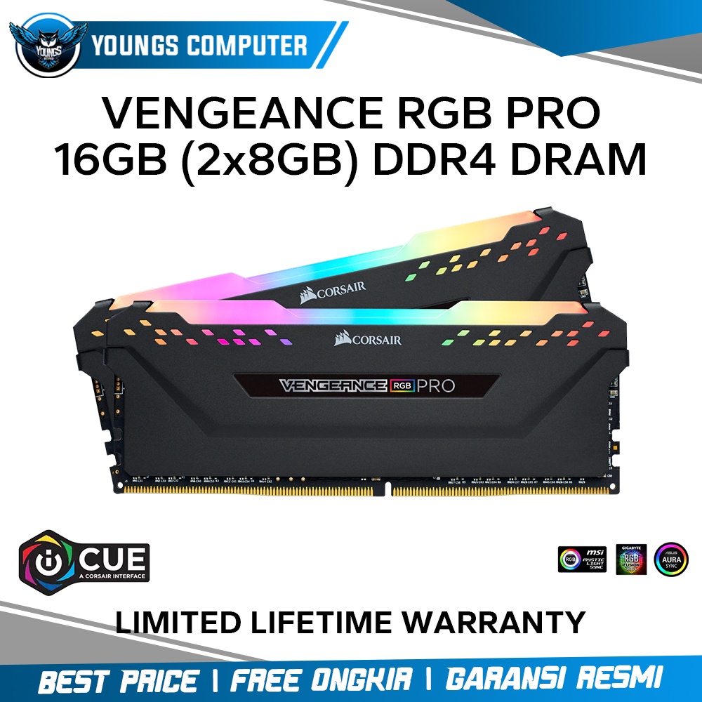 RAM CORSAIR VENGEANCE RGB PRO 16GB KIT DDR4 3200Mhz (8GB x2) PC-3200