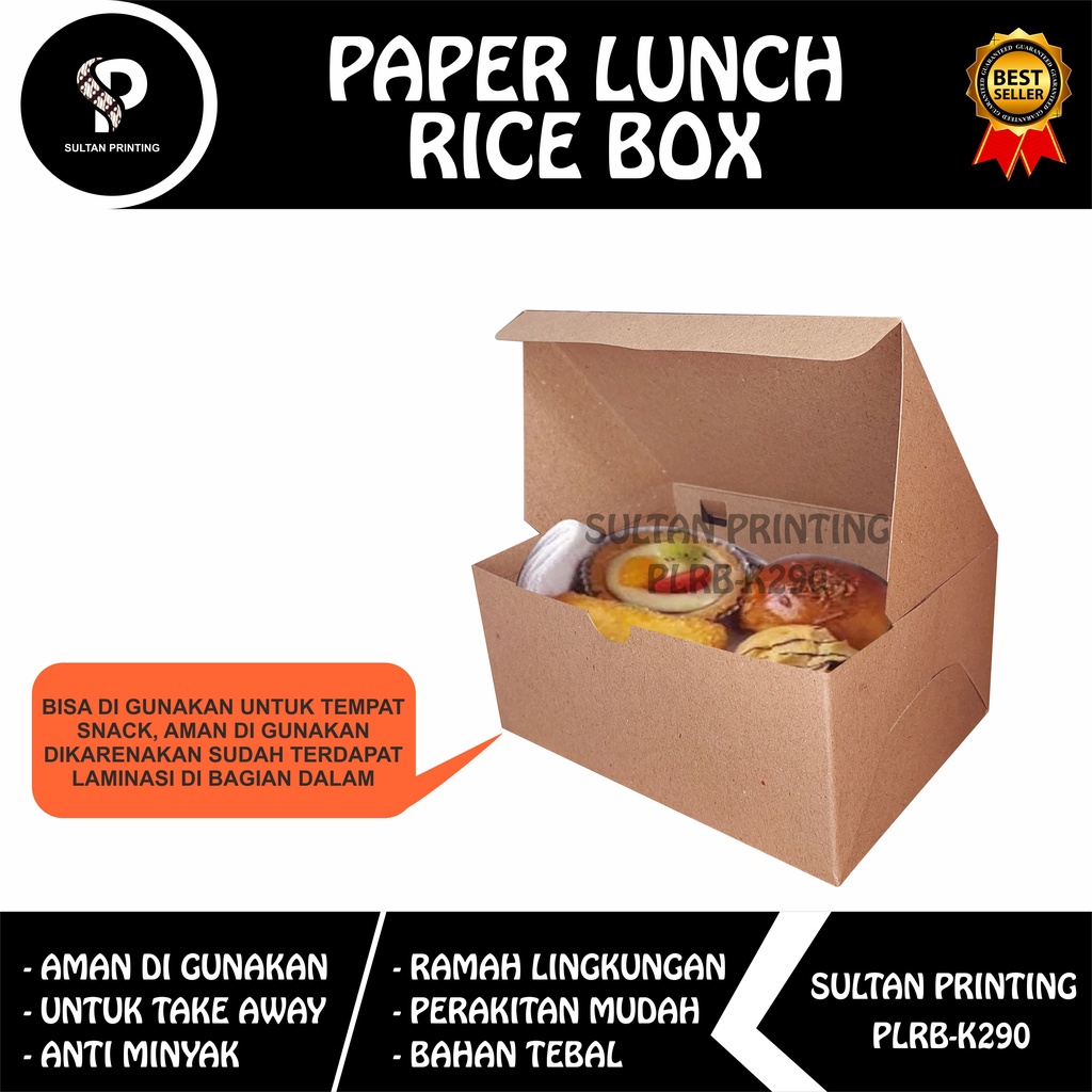 RICE BOX POLOS 15 x 11 x 7 CM/ SNACK BOX / BOX FRIED CHICKEN / KEMASAN CATERING MODEL KUNCIAN