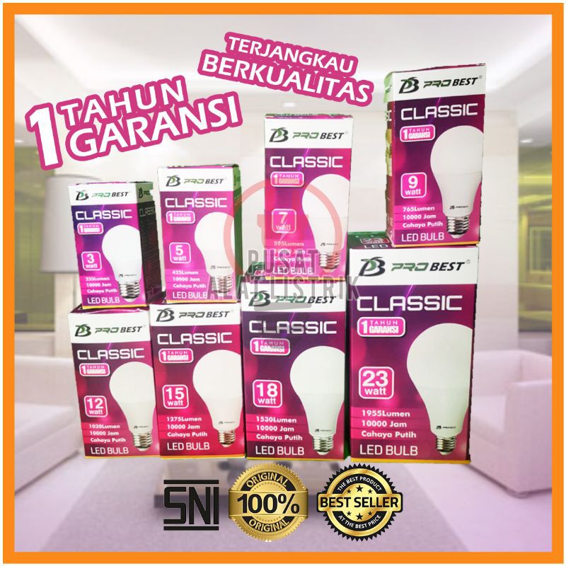 LAMPU LED 5W PROBEST MURAH BERKUALITAS CAHAYA TERANG SNI BOHLAM LED