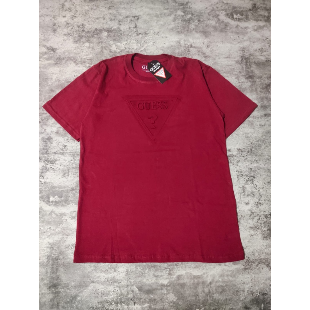 KAOS TSHIRT GUESS FONT SABLON EMBOSSED 3D ORIGINAL IMPORT HIGH QUALITY TEE PREMIUM