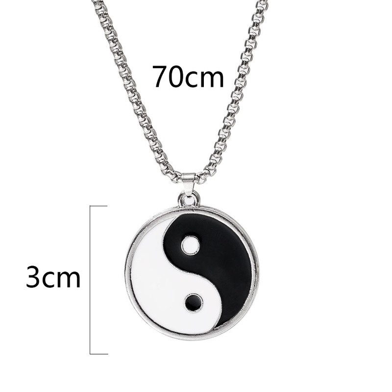 Kalung Rantai Liontin Yin Yang Bahan Stainless Steel Gaya Vintage Untuk Pria Dan Wanita