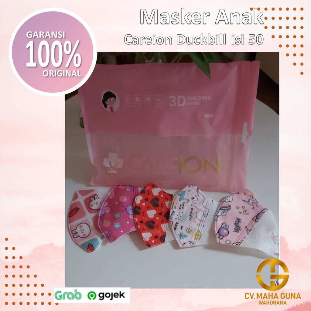MASKER DUCKBILL CAREION ANAK MOTIF CEWEK ISI 50 PCS