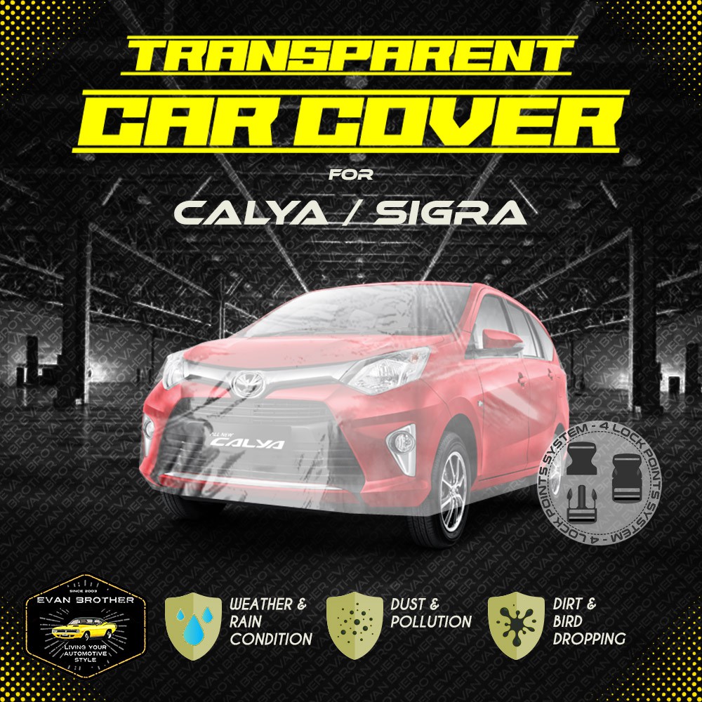 Cover Selimut Sarung Mobil Plastik Transparan Anti Air CALYA SIGRA Bening Tebal Awet