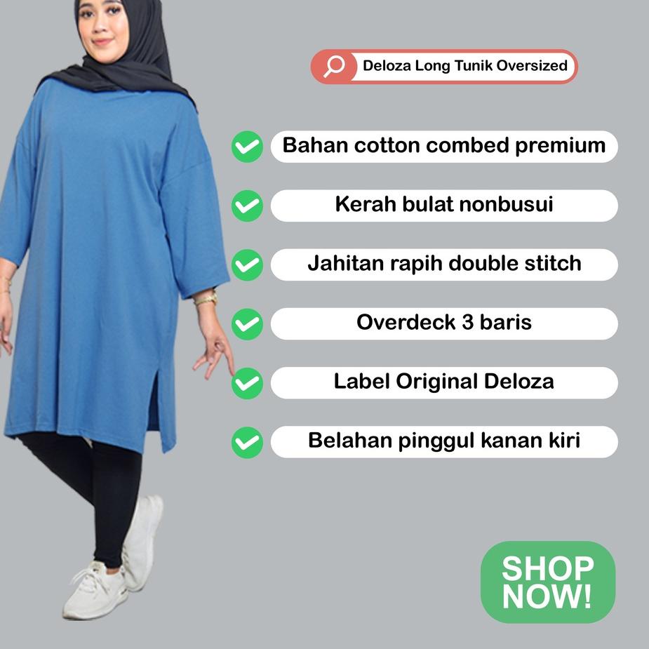 Terkini KVRQP Deloza Long Tunik Oversized Kaos Polos / Midi Dress JUMBO 79 Ready stock