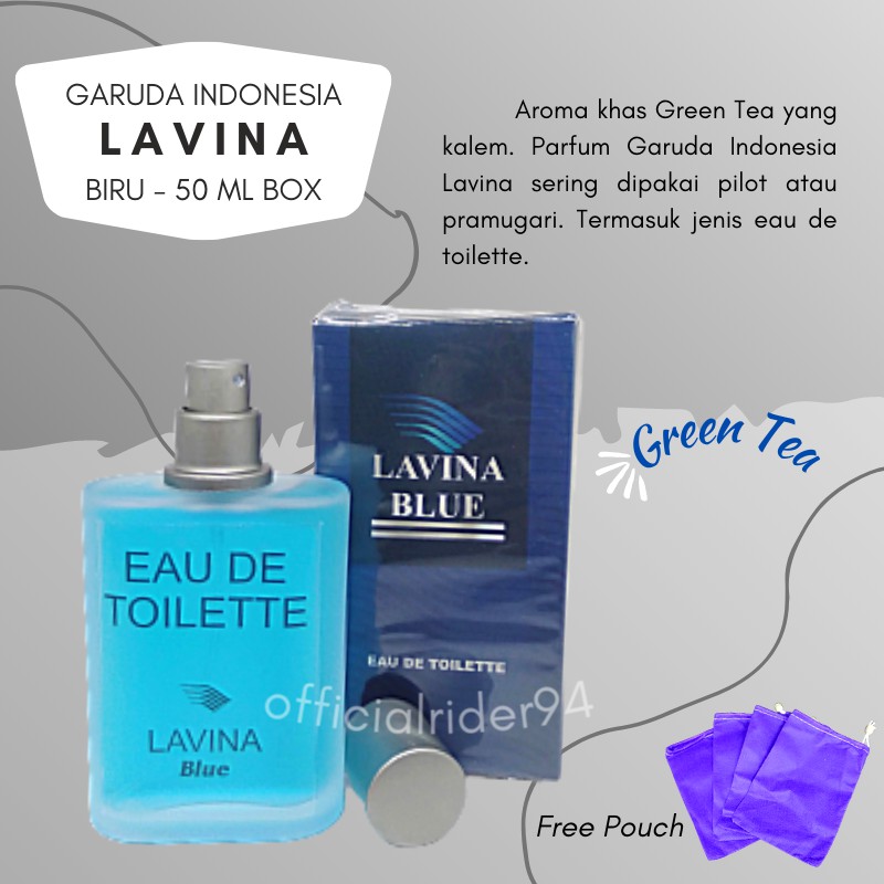 PAKET 1 KG 8PCS PARFUM GARUDA INDONESIA LAVINA (BLUE GREENTEA) BONUS POUCH / MASKER