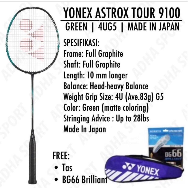 Raket Badminton Yonex Astrox Tour 9100 GREEN Original Sunrise Bulutangkis Store Surabaya Adha Sport