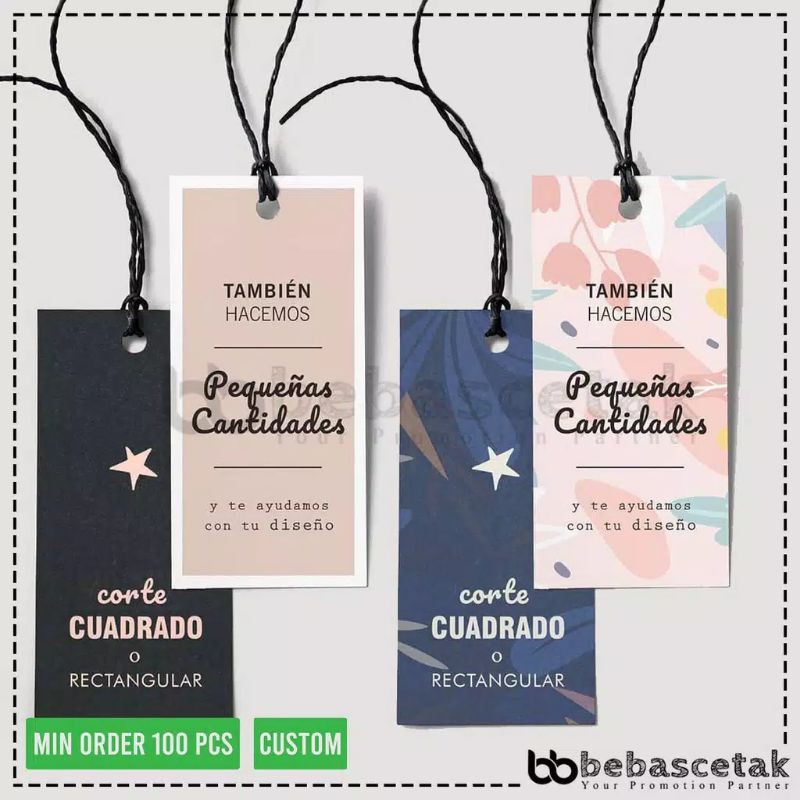 

CETAK HANGTAG BAJU HANG TAG PAKAIAN LABEL KAOS TAS CELANA PERSEGI CUSTOM DESAIN 1 SISI MURAH