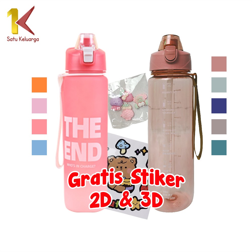 Satu Keluarga Bottle Botol Minum C580 C588 Botol Motivasi dengan Tutup Flip Tumblr Air 1 Liter / Bot